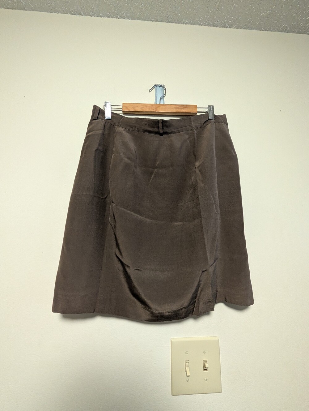Apart Impressions 100% Silk Brown A-Line Skirt Size 16 Quiet Luxury